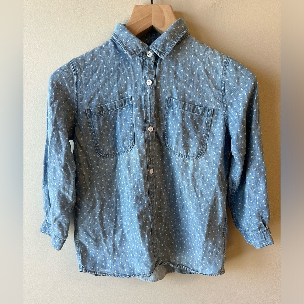 Girls Rails Denim Heart Print Shirt